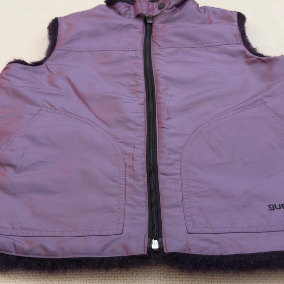 Vintage Y2K Guess Iridescent Faux Fur Reversible Vest - Picture 3 of 16